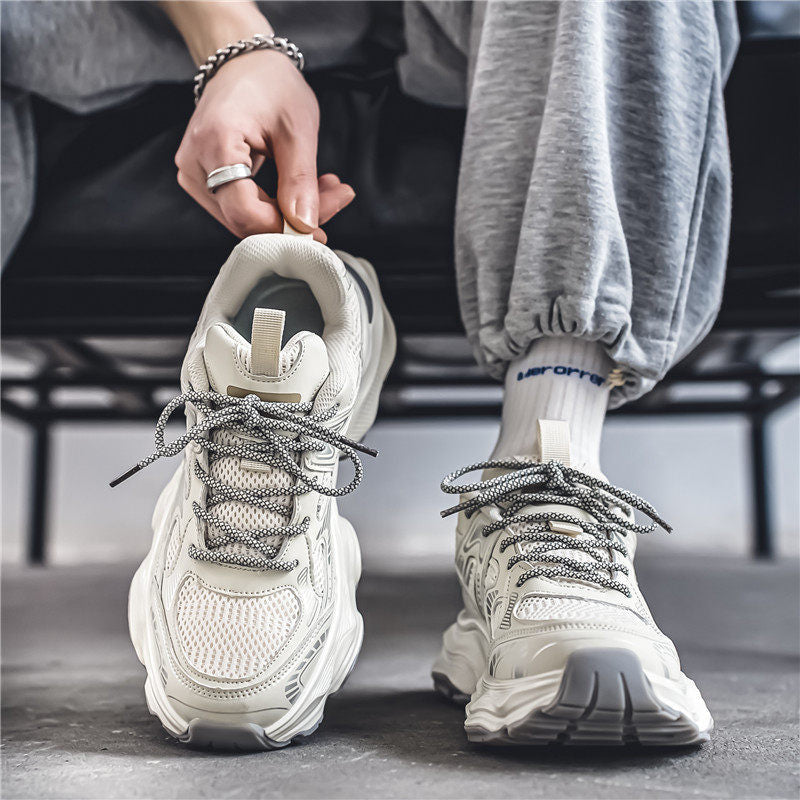 Men's Mesh Platform Casual Sneakers - Style 932B front product view
