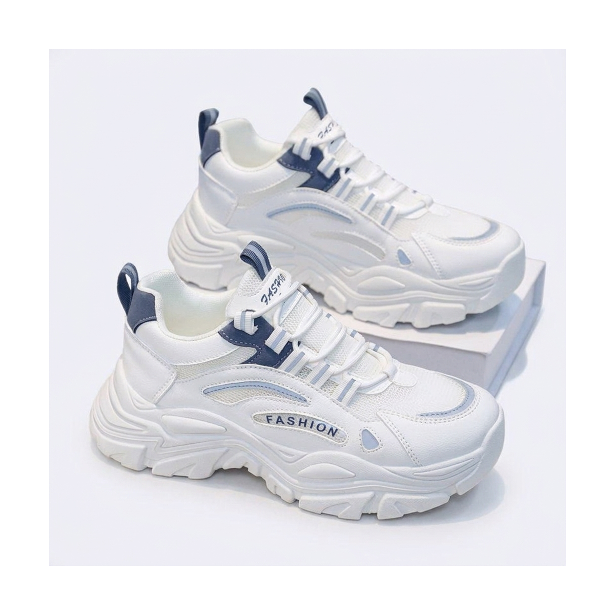 Men's Beige, Cream and Silver Mesh Platform Casual Sneakers - studio white background