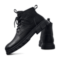 Men's Black, Olive and Brown Platform High-Top Boots - studio white background