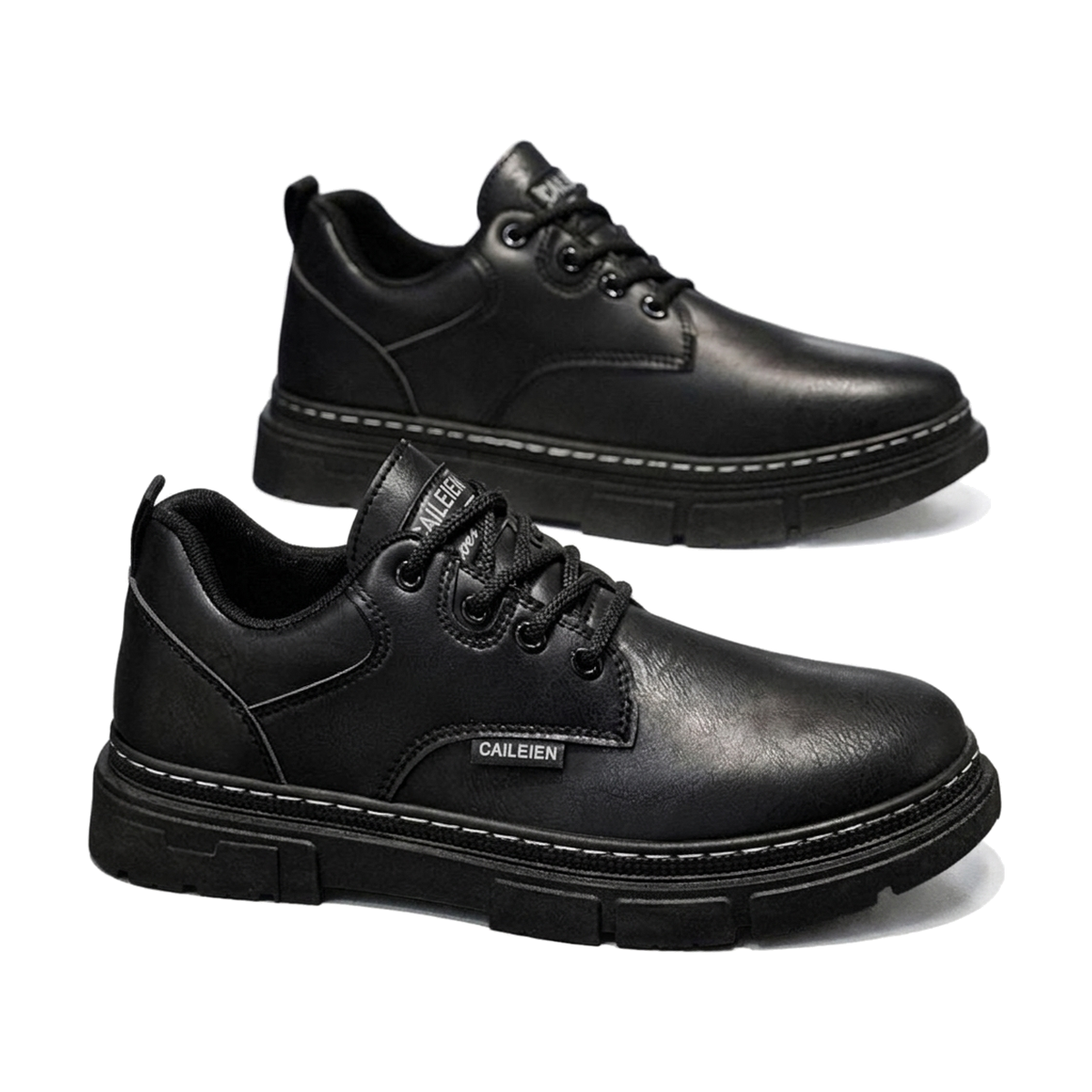 Men's Black, Silver and Navy Retro Dress Shoes - studio white background