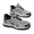 Men's Gray and Black Outdoor Walking Sneakers - studio white background