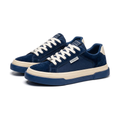 Men's Navy, Black and Cream Canvas Sneakers - studio white background