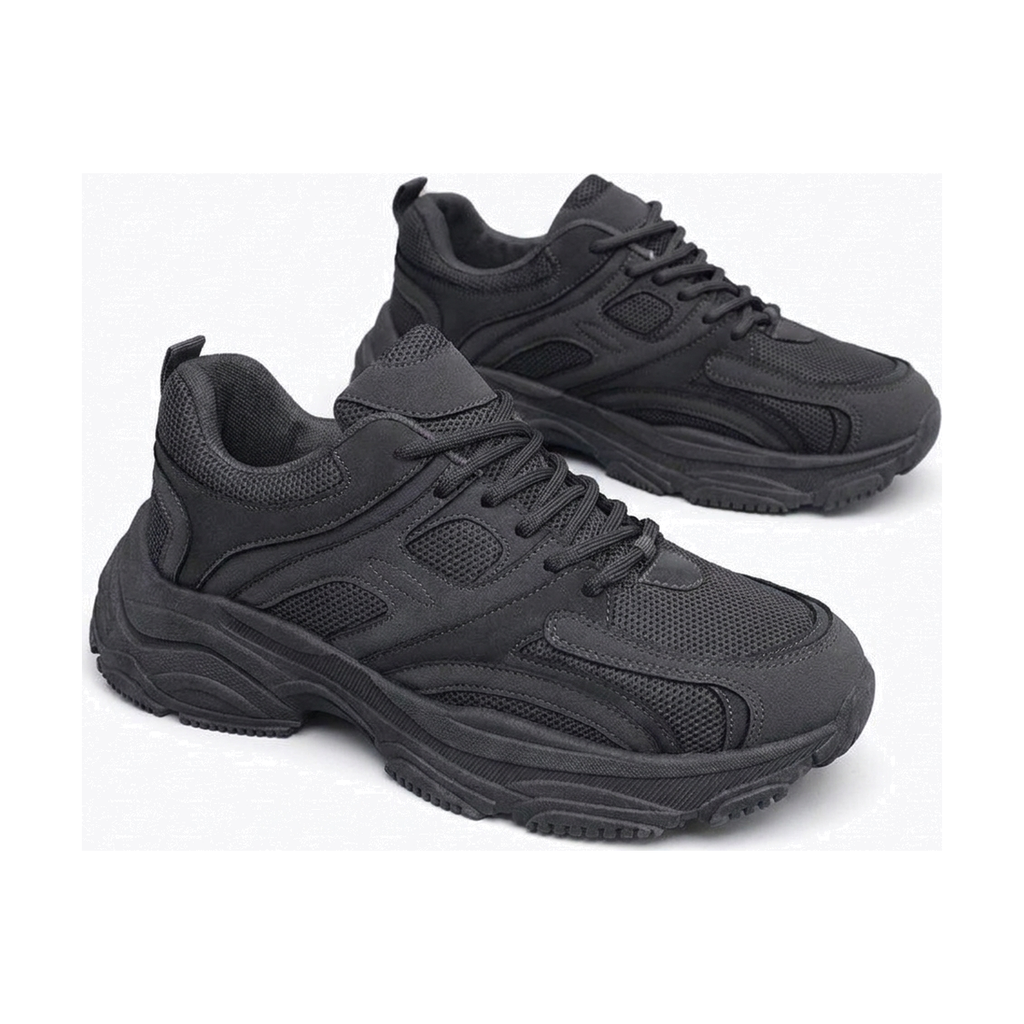 Men's Navy, Black and Green Mesh Platform Casual Sneakers - studio white background