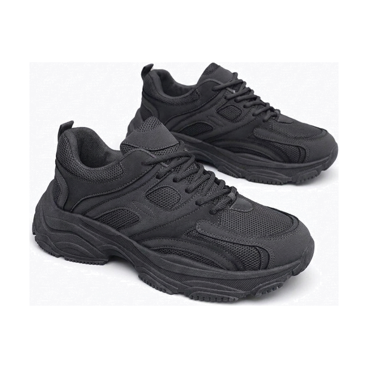 Men's Navy, Black and Green Mesh Platform Casual Sneakers - studio white background