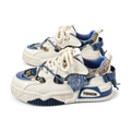 Men's White and Blue Chunky Casual Sneakers - studio white background