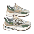 Men's White and Green Chunky Running Sneakers - studio white background