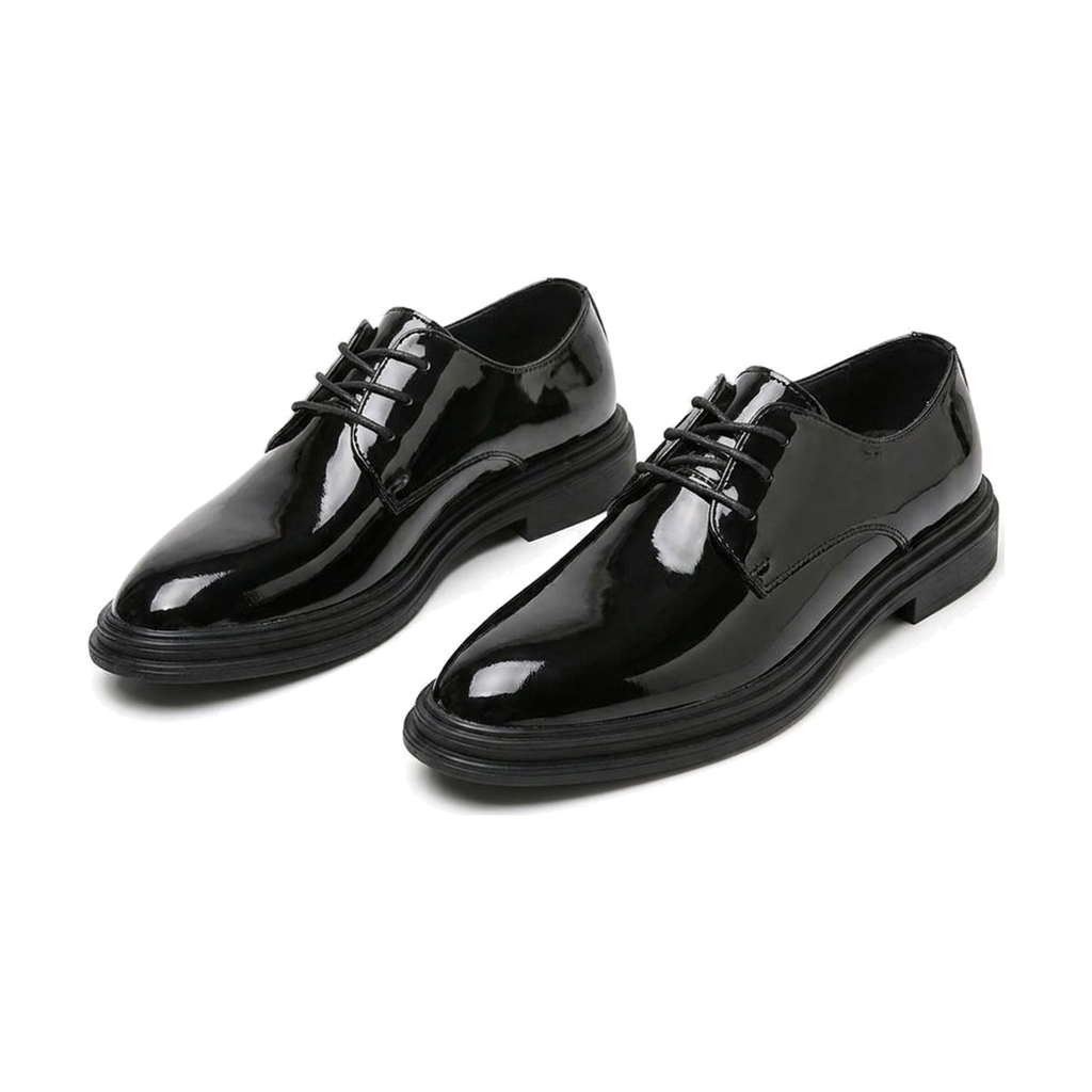 Men's White, Black and Navy Dress Shoes - studio white background
