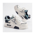 Men's White, Cream and Beige Platform Retro Trainer Sneakers - studio white background