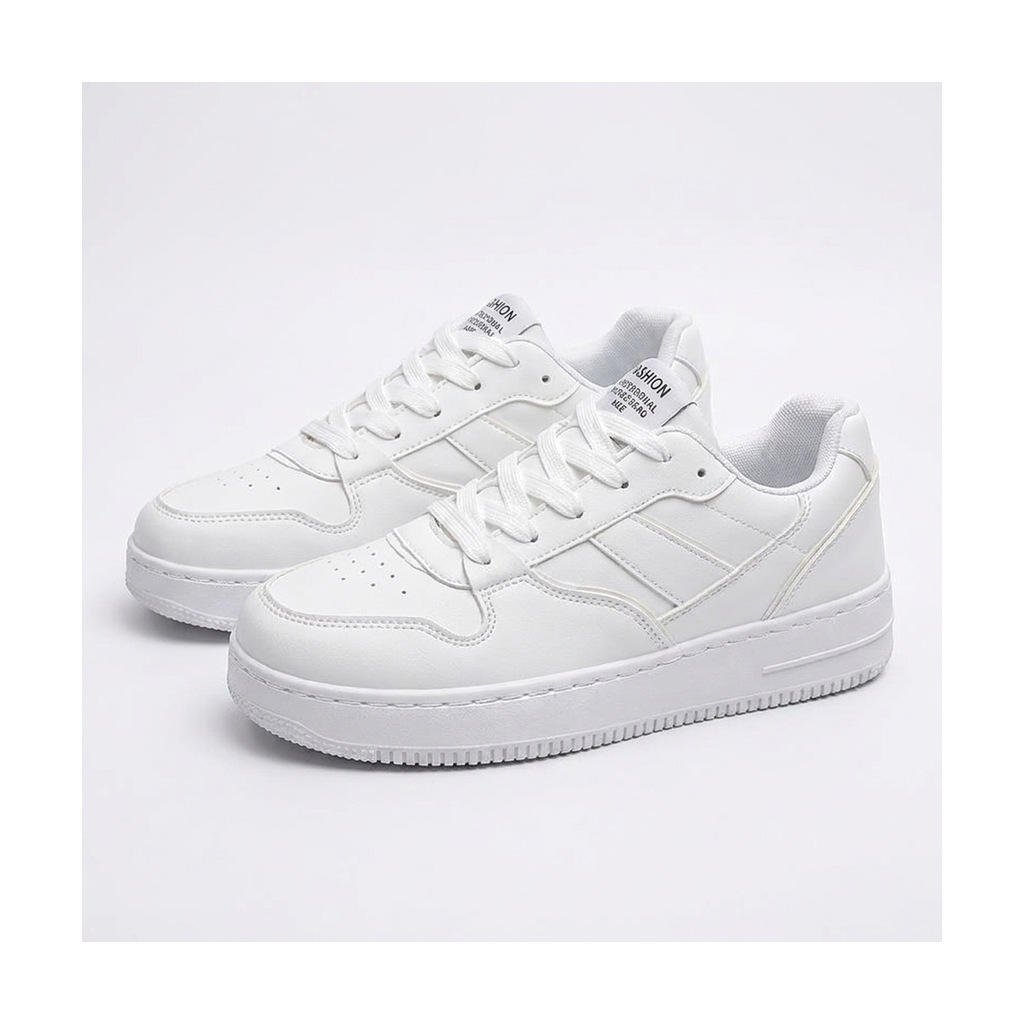 Men's White, Cream and Navy Platform Retro Trainer Sneakers - studio white background