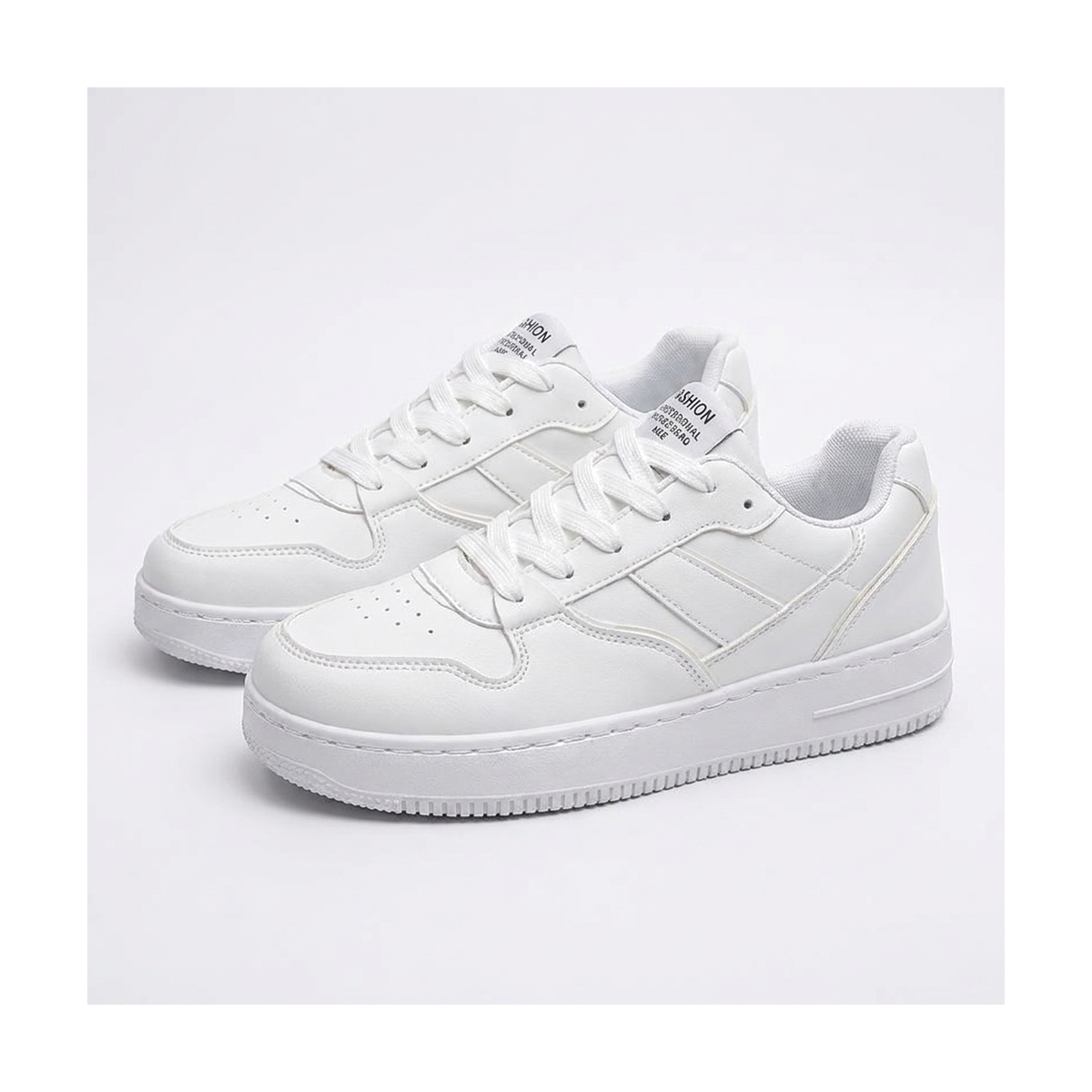 Men's White, Cream and Navy Platform Retro Trainer Sneakers - studio white background