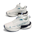 Men's White, Cream and Olive Running Sneakers - studio white background