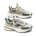 Men's White, Cream and Silver Mesh Platform Running Sneakers - studio white background
