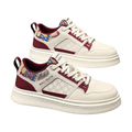 Men's White, Cream and Silver Platform Retro Trainer Sneakers - studio white background